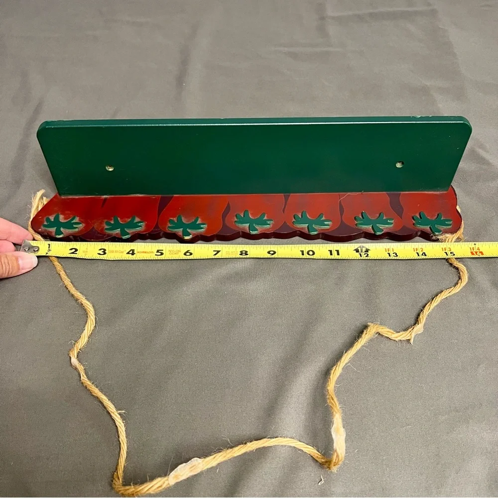 VTG Wooden Red Peppers Hanging Or Wall Mounted Shelf 16x3.5x5”